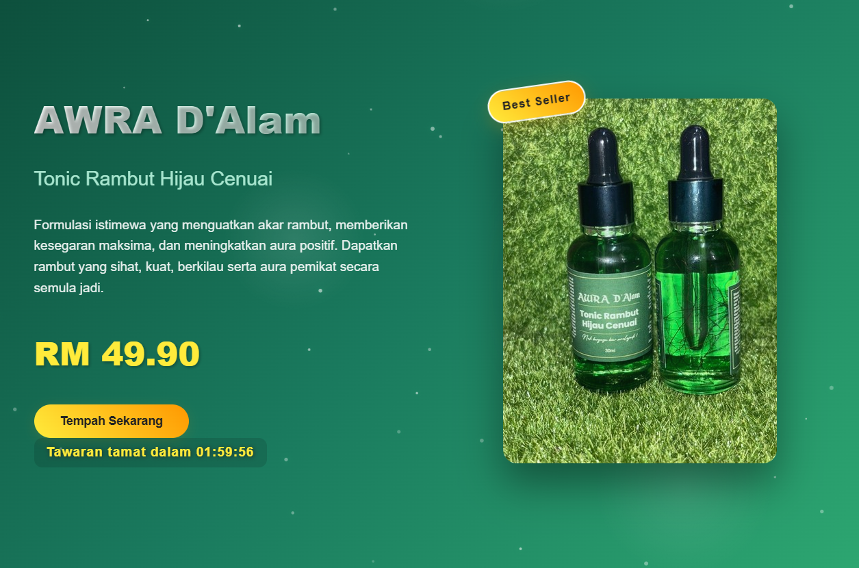 AWRA Tonic – Landing Page Tempahan